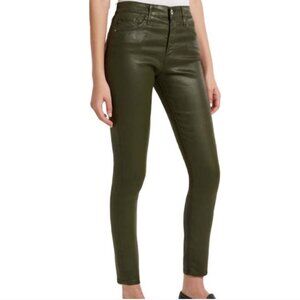 AG Adriano Goldschmied The Farrah Skinny Ankle Coated Jeans - Olive Green